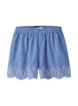 Shorts Name It Ferma ricamato inglese blu per bambina