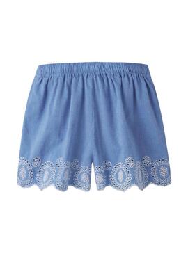 Shorts Name It Ferma ricamato inglese blu per bambina
