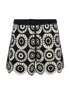 Shorts all'uncinetto Only Yvonne neri e bianchi per donna