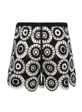 Shorts all'uncinetto Only Yvonne neri e bianchi per donna