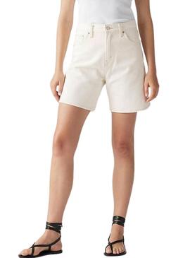 Bermuda Levis High Baggy bianco per donna