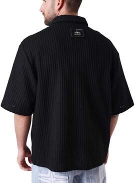 Camicia Project x Paris in nero con motivo a nido d'ape per uomo