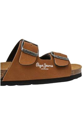 Sandalia Pepe Jeans anatomica Bio Double Kansas marrone per bambino