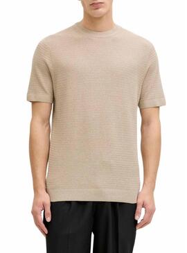 Maglietta Jack and Jones Bluriley beige per uomo