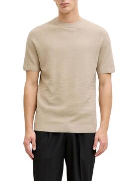 Maglietta Jack and Jones Bluriley beige per uomo