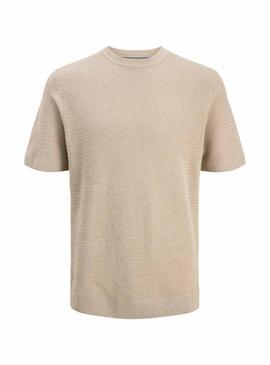 Maglietta Jack and Jones Bluriley beige per uomo