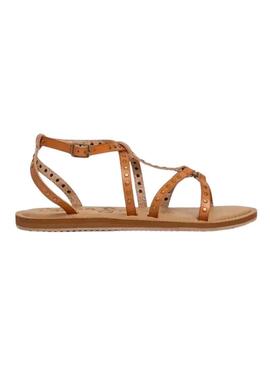 Sandalia Pepe Jeans Rio Studs marrone per donna.