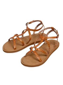Sandalia Pepe Jeans Rio Studs marrone per donna.