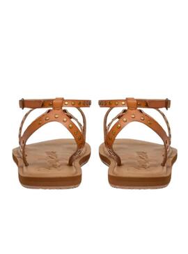 Sandalia Pepe Jeans Rio Studs marrone per donna.
