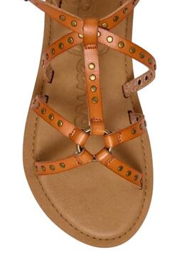 Sandalia Pepe Jeans Rio Studs marrone per donna.