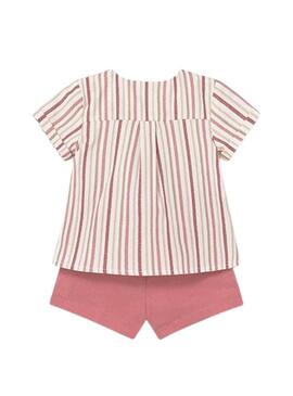 Set Mayoral blusa a righe e pantaloncini rosa per bambino