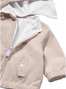 Giacca a righe beige con cappuccio per bambini Mayoral
