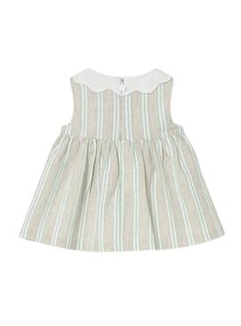 Abito a righe verde acqua e beige Mayoral per bambino