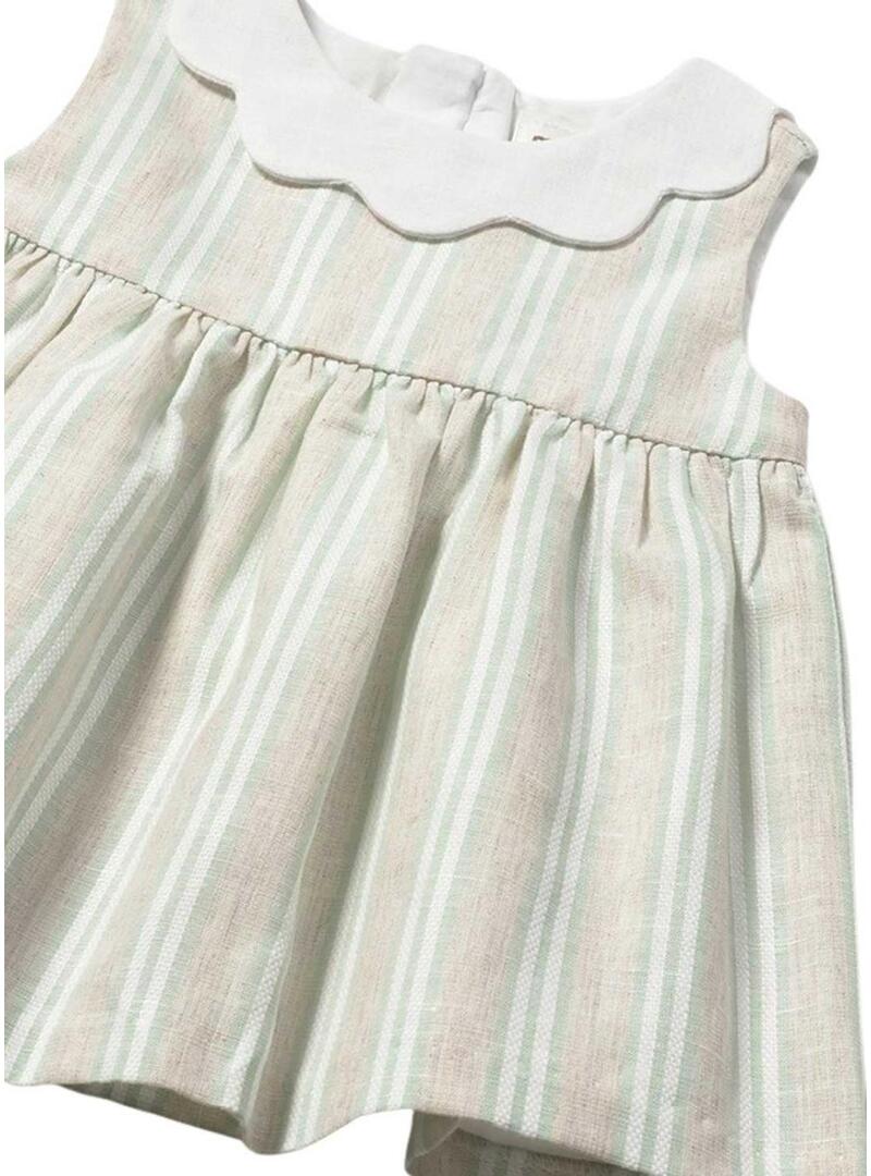 Abito a righe verde acqua e beige Mayoral per bambino
