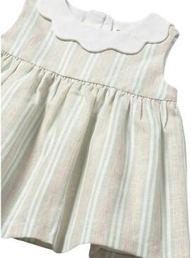 Abito a righe verde acqua e beige Mayoral per bambino
