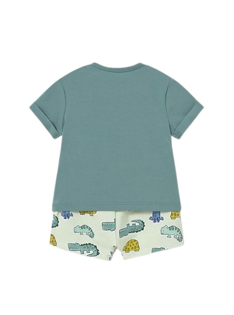 Set Mayoral ranocchia verde e bermuda animali per bambino.