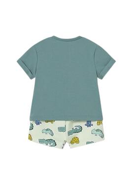 Set Mayoral ranocchia verde e bermuda animali per bambino.