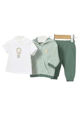 Set Mayoral tre pezzi verde a palloncino per bambino