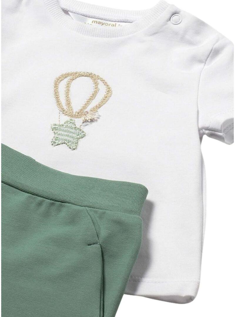 Set Mayoral tre pezzi verde a palloncino per bambino