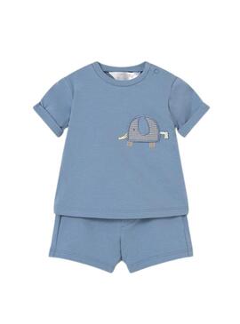 Set Mayoral due outfit elefanti blu e beige per neonati