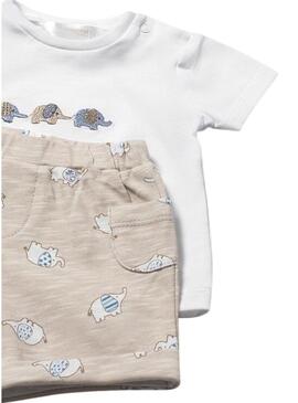Set Mayoral due outfit elefanti blu e beige per neonati