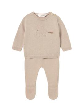 Set Mayoral punto riccio beige per bambino