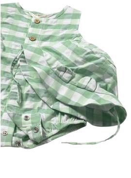 Pelele Mayoral in vichy verde con cappello per bebè ragazzo