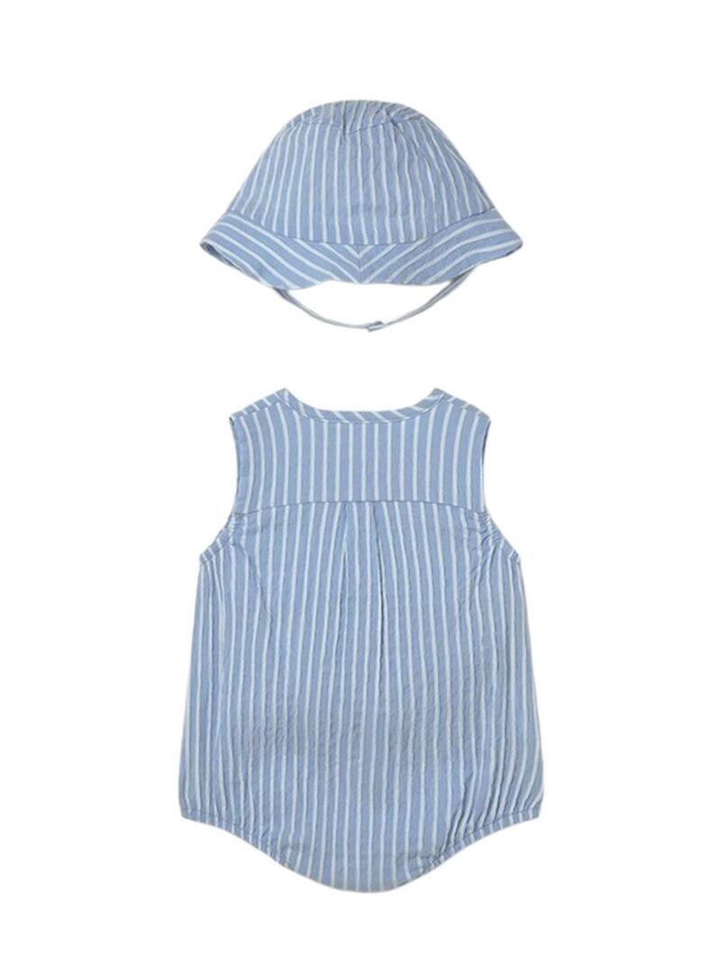 Tuta Mayoral a righe celeste con cappuccio per bambino