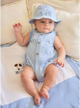 Tuta Mayoral a righe celeste con cappuccio per bambino