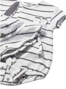 Tuta da bambino a righe con cappello a orecchie per neonato.