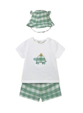 Set Mayoral tre pezzi tartaruga verde vichy per bambino