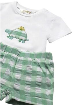 Set Mayoral tre pezzi tartaruga verde vichy per bambino