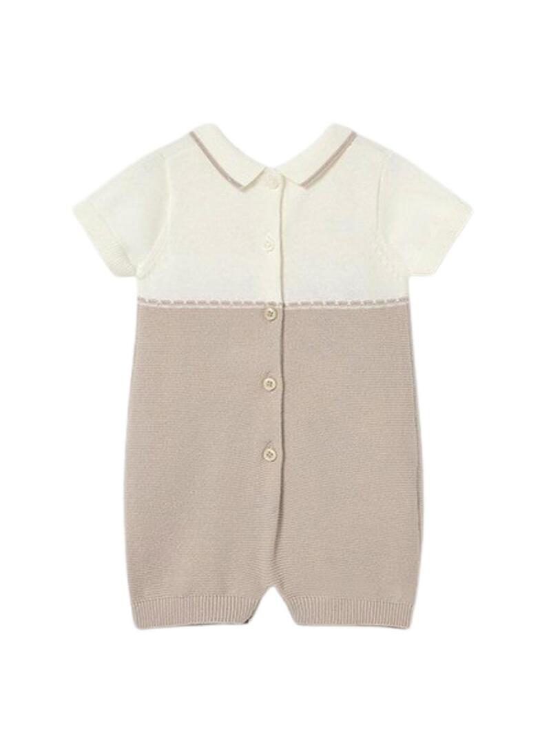 Tuta Mayoral a pois bicolore in crudo e beige per neonato.