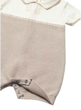 Tuta Mayoral a pois bicolore in crudo e beige per neonato.