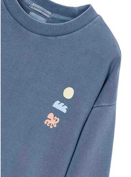 Felpa Mayoral blu medio stampata sul retro per bambino