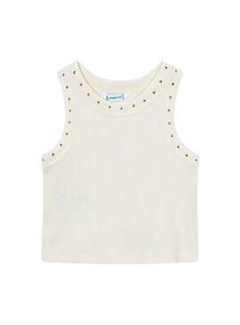 Maglietta Mayoral con borchie bianco sporco per bambina