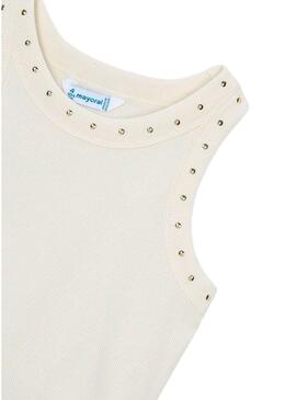 Maglietta Mayoral con borchie bianco sporco per bambina