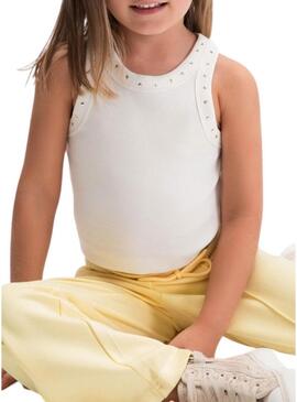 Maglietta Mayoral con borchie bianco sporco per bambina
