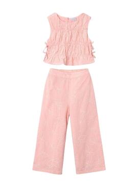 Set Mayoral ricamato rosa per bambina