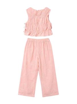 Set Mayoral ricamato rosa per bambina