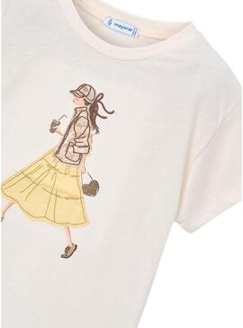 Maglietta Mayoral Girl beige per bambina