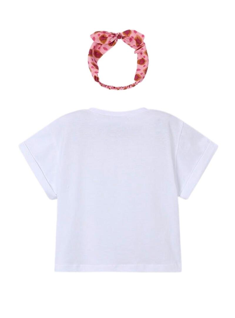 Maglietta Mayoral con fascia bianca e rosa per bambina