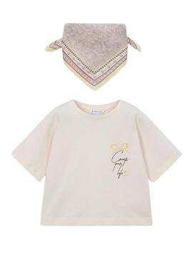 Maglietta Mayoral con bandana beige per bambina
