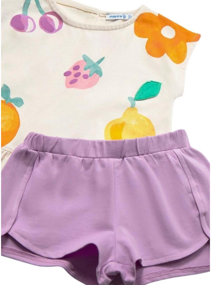 Set Mayoral frutta beige e lilla per ragazze