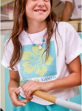 Maglietta Mayoral Life is Good gialla per ragazza