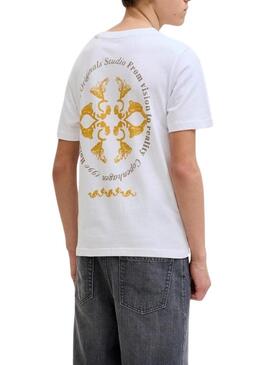 Maglietta Jack and Jones Ontauk bianca per bambino.