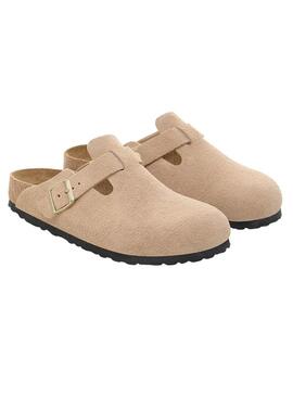 Ciabatte Birkenstock Boston beige per donna.