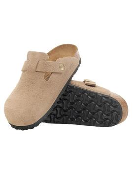 Ciabatte Birkenstock Boston beige per donna.