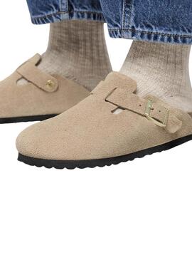 Ciabatte Birkenstock Boston beige per donna.