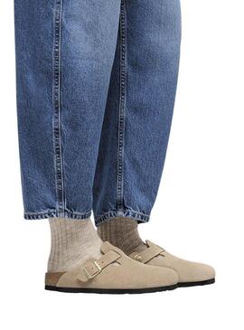 Ciabatte Birkenstock Boston beige per donna.